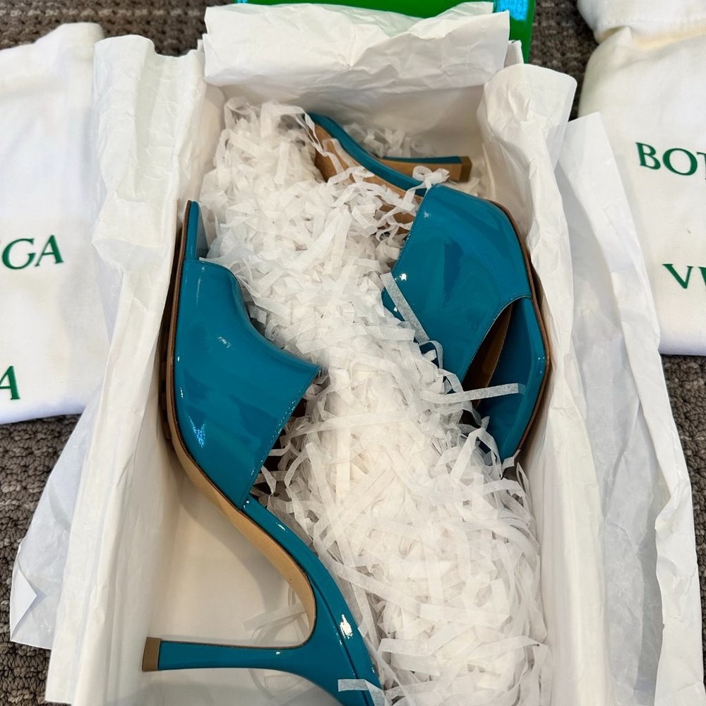Bottega Veneta Patent Leather Squared Sandals- EU 36.5/ US 6.5